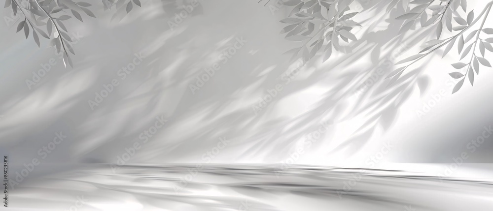 Light background with blurred foliage shadow on white wall, ideal for presentation.