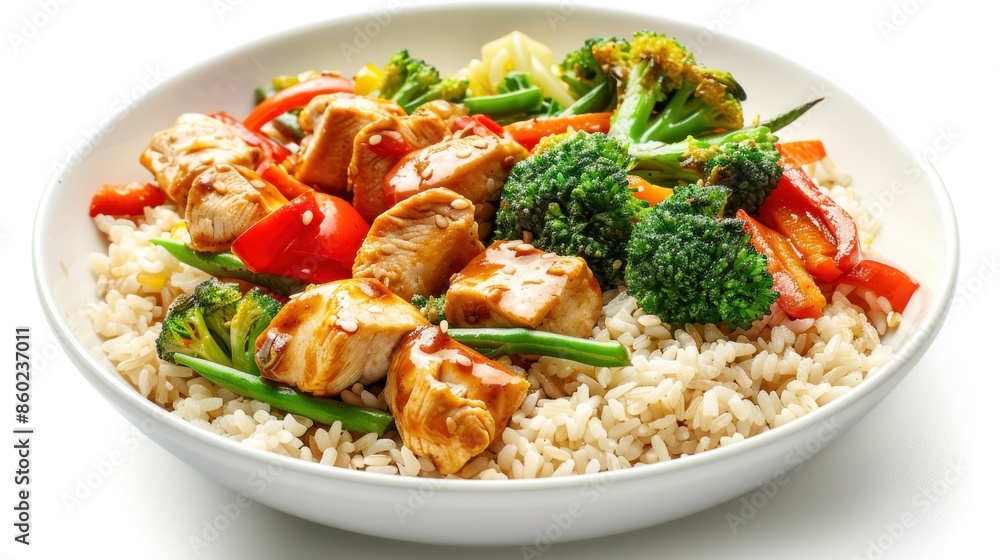 A hearty and satisfying chicken stir-fry with mixed vegetables and brown rice, A hearty and satisfying chicken stir-fry with mixed vegetables and brown rice,