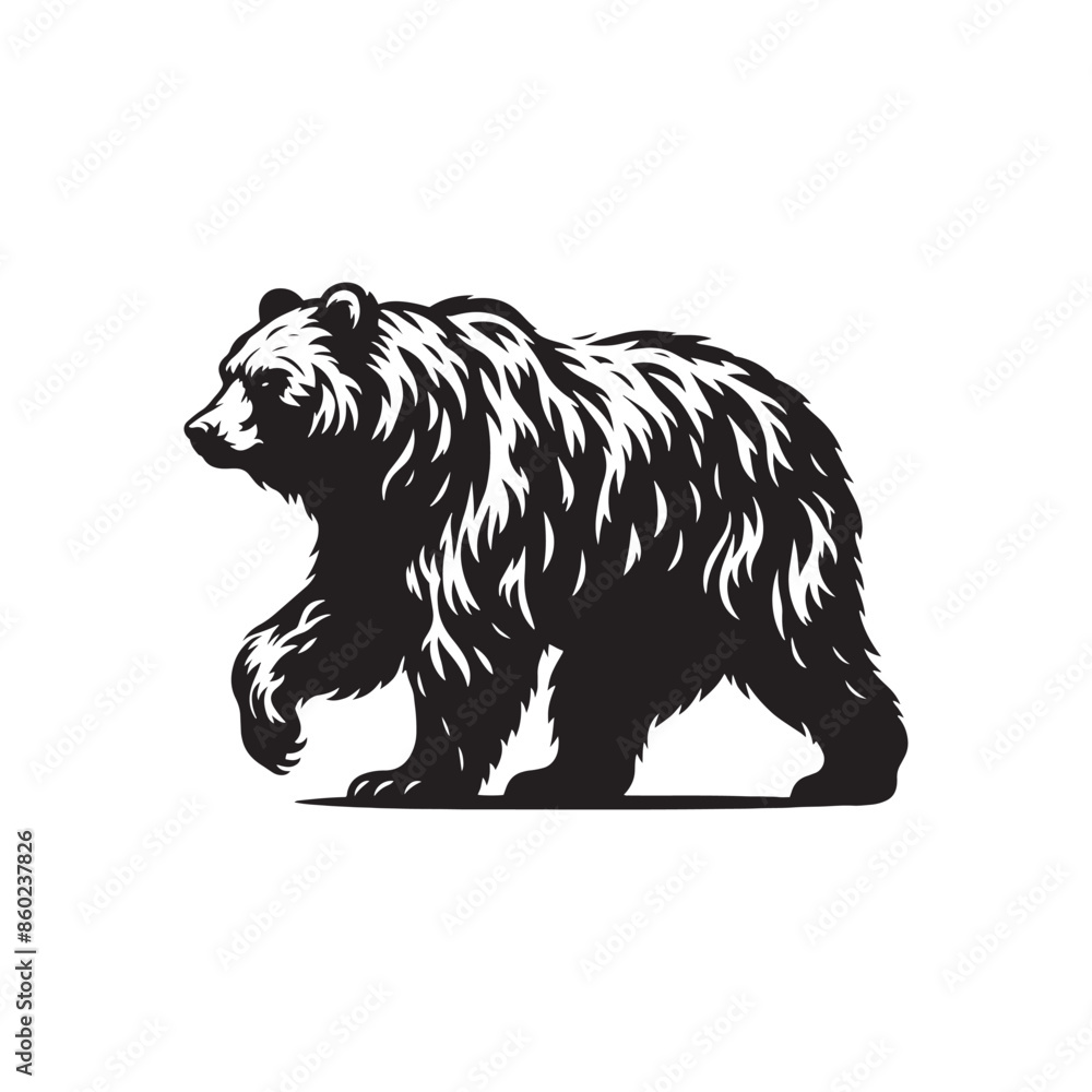 Obraz premium Elegant bear silhouette for artistic expressions - wildlife silhouette - bear black vector 