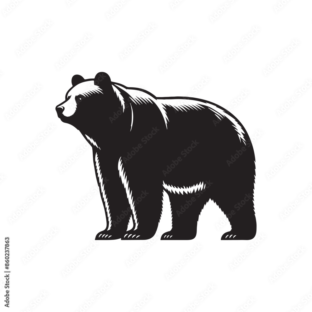 Fototapeta premium Simplistic bear silhouette for modern applications - wildlife silhouette - bear black vector 