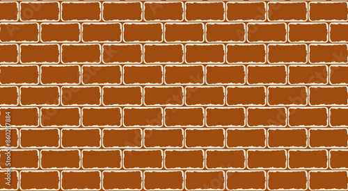 Brick wall Seamless pattern. White vector illustration Isolated on color background 