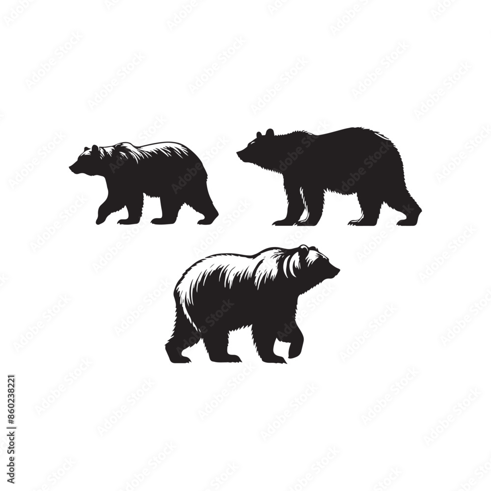 Fototapeta premium Minimalistic bear silhouette for various artistic uses - wildlife silhouette - bear black vector 