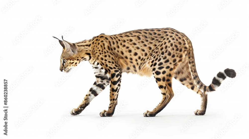 A mischievous Savannah cat with a long, slender body and a wildcat ancestry A mischievous Savannah cat with a long, slender body and a wildcat ancestry