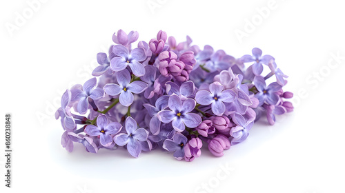 Lilac flowers isolated on a white background : Generative AI