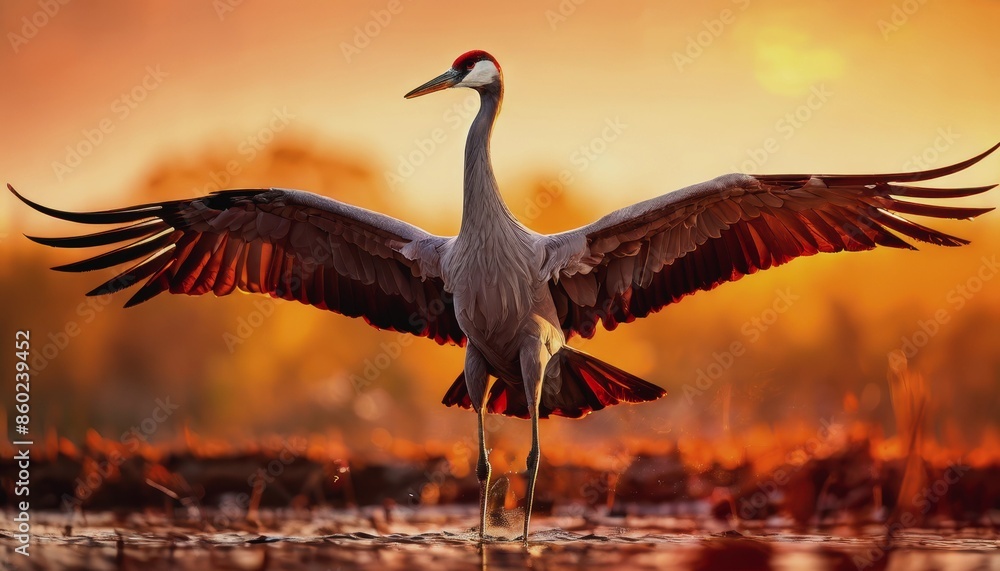 Fototapeta premium World Crane Day. a crane in the wild. wild birds, beautiful crane