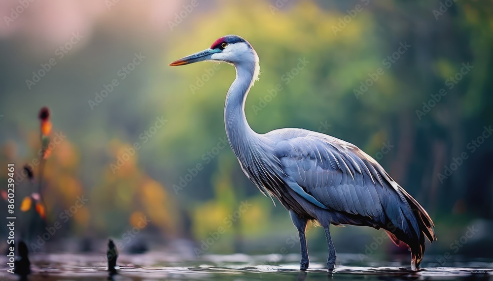 Naklejka premium World Crane Day. a crane in the wild. wild birds, beautiful crane