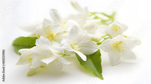 Fresh Jasmine flowers isolated on white Jasmine blossom on white vackground : Generative AI