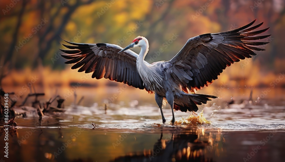 Fototapeta premium World Crane Day. a crane in the wild. wild birds, beautiful crane