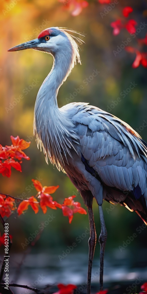 Obraz premium World Crane Day. a crane in the wild. wild birds, beautiful crane