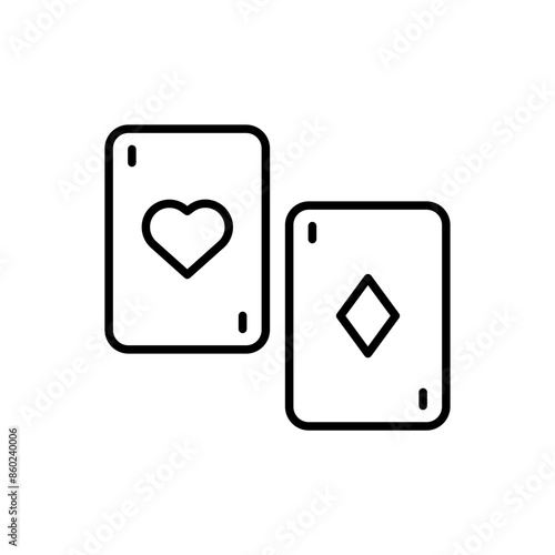 Card game outline icons, minimalist vector illustration ,simple transparent graphic element .Isolated on white background