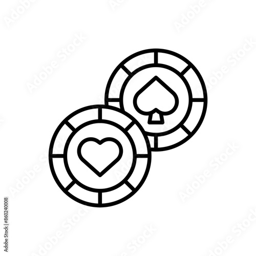 Chip poker outline icons, minimalist vector illustration ,simple transparent graphic element .Isolated on white background
