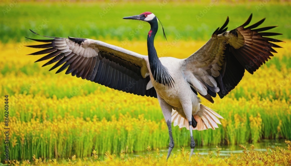 Fototapeta premium World Crane Day. a crane in the wild. wild birds, beautiful crane