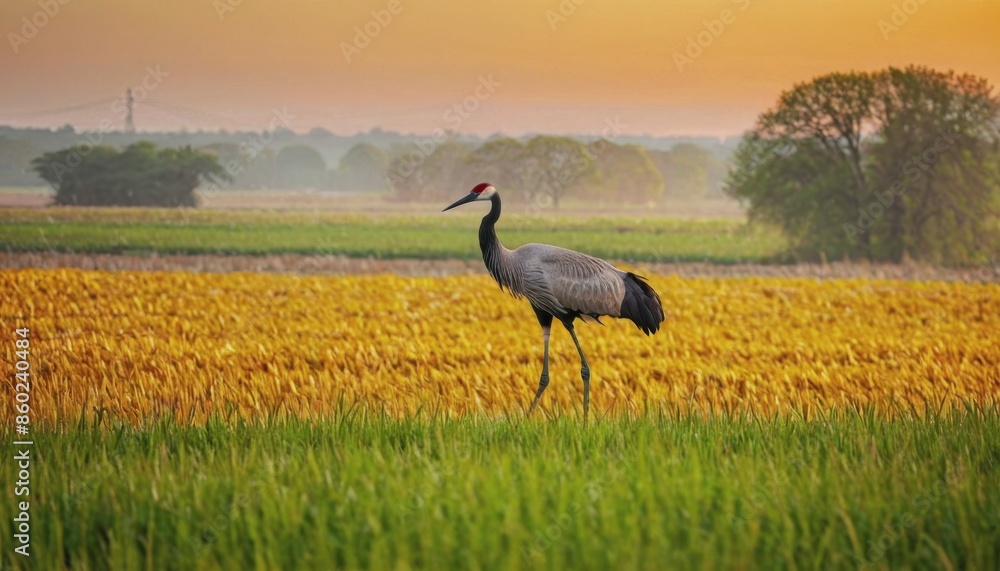 Fototapeta premium World Crane Day. a crane in the wild. wild birds, beautiful crane