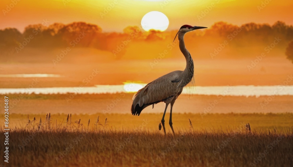 Fototapeta premium World Crane Day. a crane in the wild. wild birds, beautiful crane
