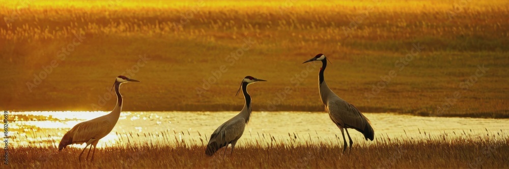 Fototapeta premium World Crane Day. a crane in the wild. wild birds, beautiful crane