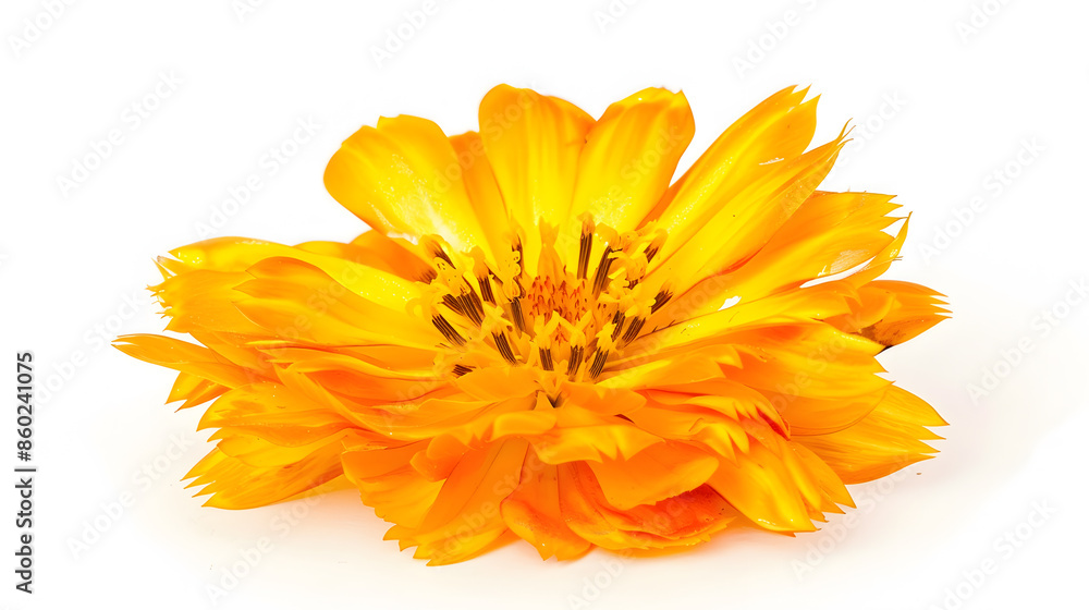 Pressed and dried delicate flower of calendula officinalis marigold Isolated on white background For use in scrapbooking floristry or herbarium : Generative AI Pressed and dried delicate flower of calendula officinalis marigold Isolated on white background For use in scrapbooking floristry or herbarium : Generative AI