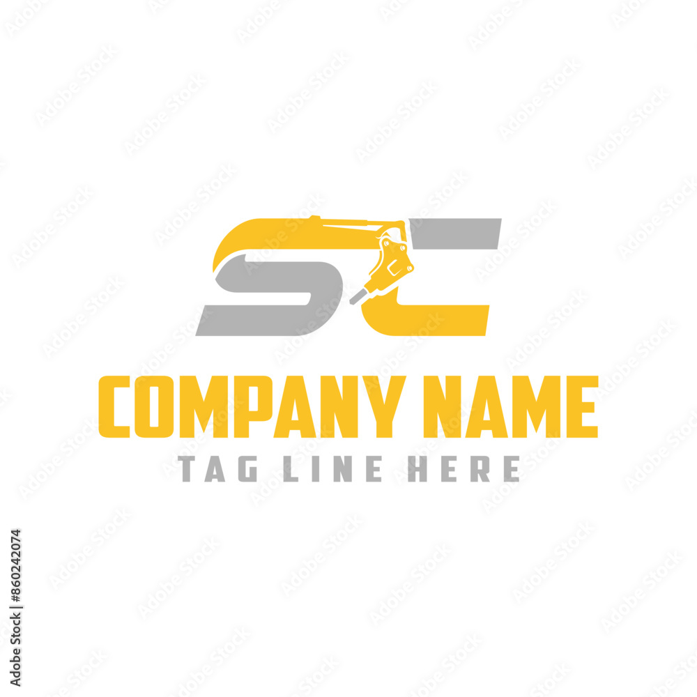 initial letter SC logo drill Vector Logo Template. construction initial letter SC logo drill Vector Logo Template. construction