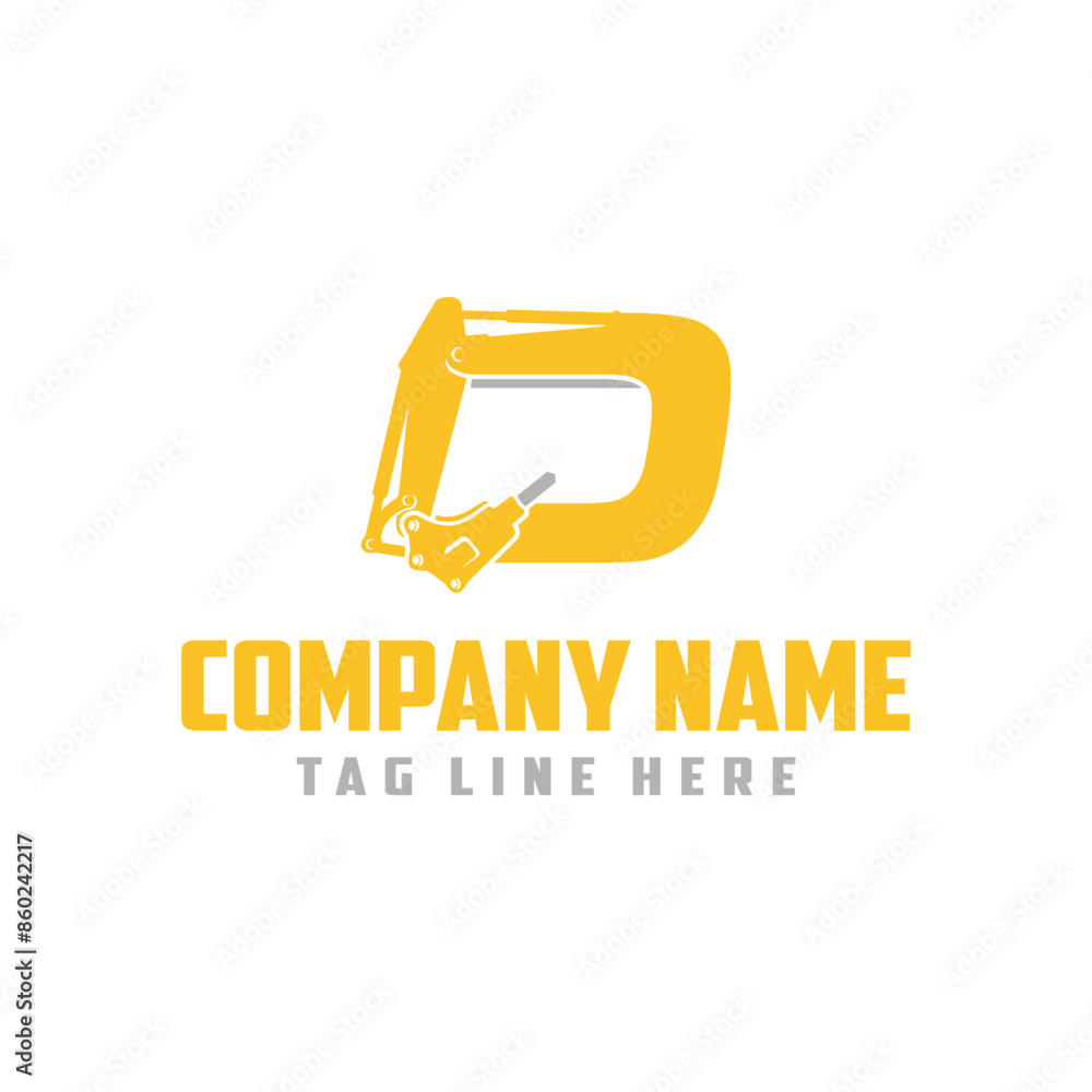 initial letter D logo drill Vector Logo Template. construction initial letter D logo drill Vector Logo Template. construction