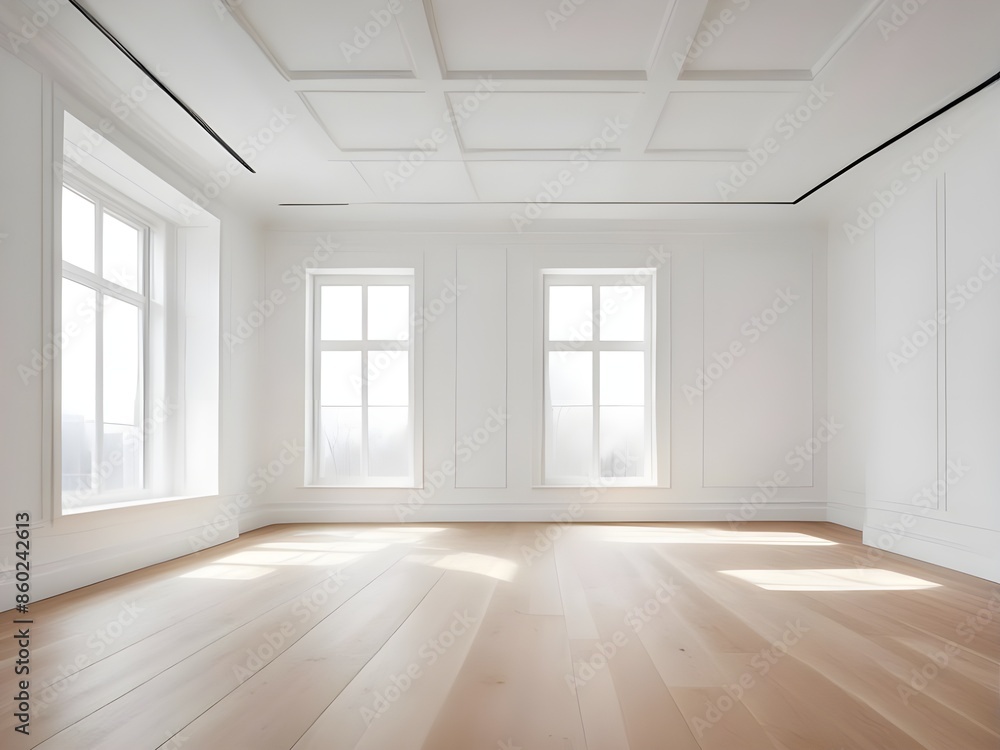 Fototapeta premium empty white room no have sofa in front of simple clean white wall
