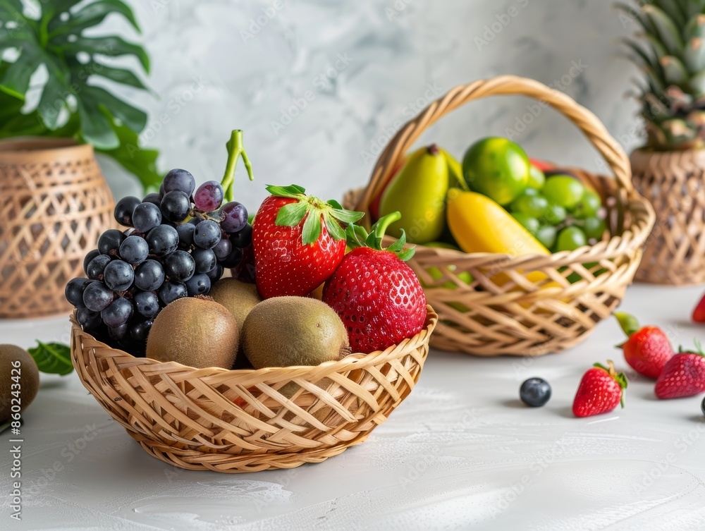 Vibrant Fruit Baskets for Kitchen Decor Promotion Generative AI Vibrant Fruit Baskets for Kitchen Decor Promotion Generative AI