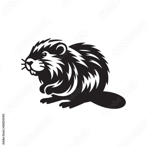 Artistic beaver silhouette in digital format - Beaver illustration - minimallest Beaver vector
