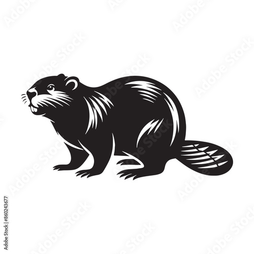 Captivating beaver silhouette illustration - Beaver black vector
