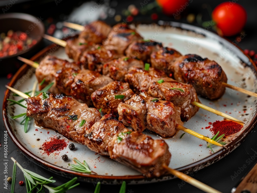 Savory Kebab Delights in a Cozy Cafe Setting Generative AI Savory Kebab Delights in a Cozy Cafe Setting Generative AI