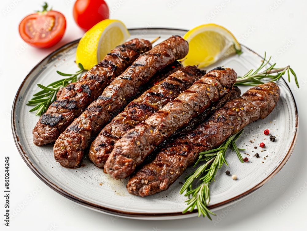 Savory Meat Kebab on a Plate for Kitchen Decor Promotion Generative AI Savory Meat Kebab on a Plate for Kitchen Decor Promotion Generative AI