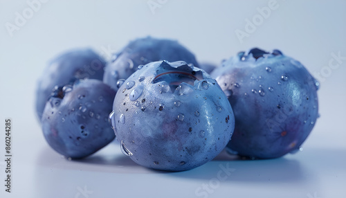 fresh blubbery with leaves on grey background photo