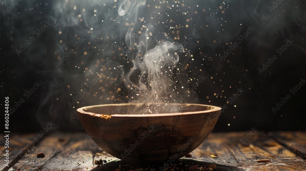 Rustic Wooden Bowl with Floating Dust Rustic Wooden Bowl with Floating Dust