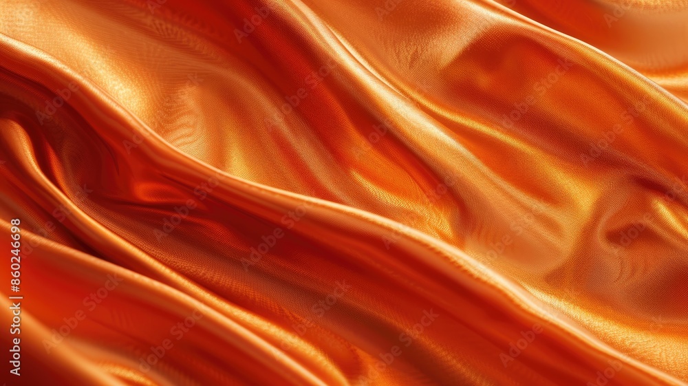 Obraz premium Flowing orange silk fabric with smooth, shiny surface creating waves