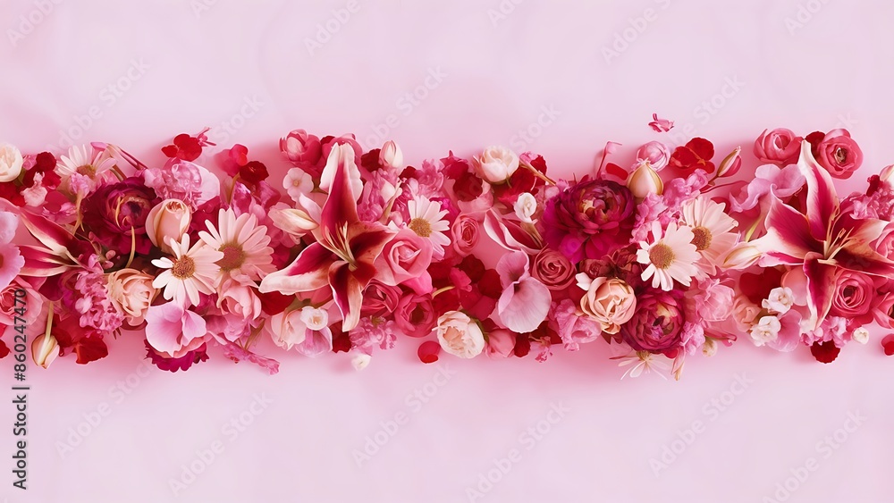 Obraz premium Frame of beautiful flowers on white background