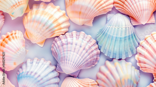 Summery seashell background wallpaper in pastel colors