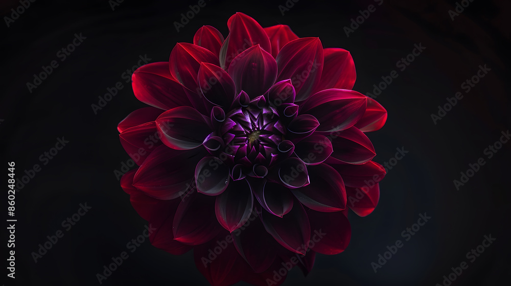 dark purple flower dahlia macro isolated on black red dahlia closeup Black background Nature flower artificial light : Generative AI dark purple flower dahlia macro isolated on black red dahlia closeup Black background Nature flower artificial light : Generative AI