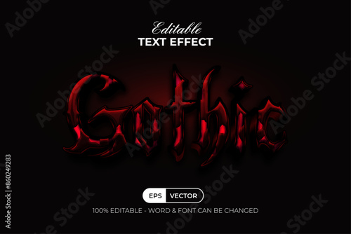 Gothic Text Effect Red Blood Textured Style. Editable Text Effect.