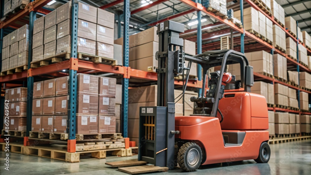 AI-Powered Forklift Automation in Warehouse Storage. Robotics Revolutionizing Industrial Logistics. AI-Powered Forklift Automation in Warehouse Storage. Robotics Revolutionizing Industrial Logistics.