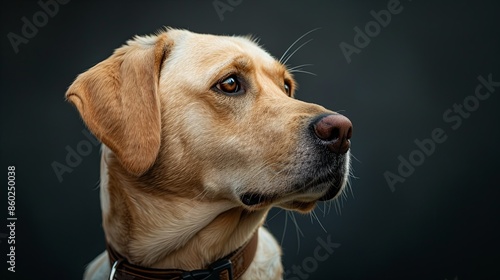 a dog portrait with a dog collar