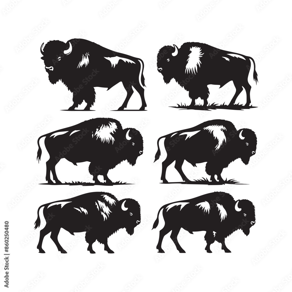 Fototapeta premium Refined bison silhouette for elegant designs - wildlife - bison black vector 