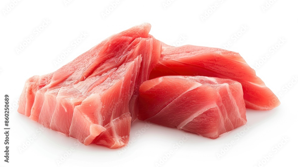 tuna fish meat isolated on white background - generative ai tuna fish meat isolated on white background - generative ai