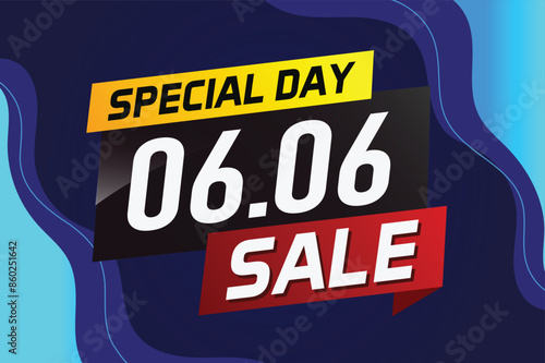 6.6 Special day sale word concept vector illustration with ribbon and 3d style for use landing page, template, ui, web, mobile app, poster, banner, flyer, background, gift card, coupon

