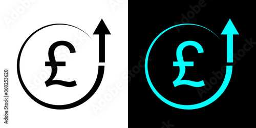 Pound Increase icon. Strong Pound symbol.
