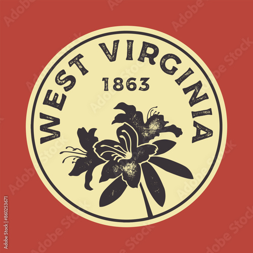 Emblem vintage sticker patch logo illustration of West Virginia.
