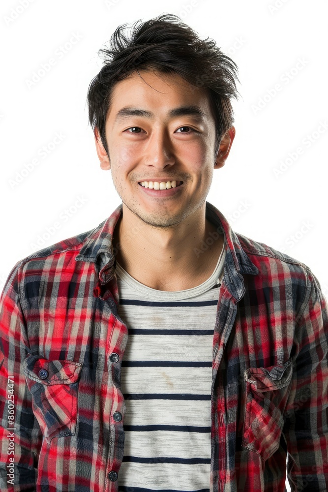 portrait of a happy young Asian man isolated on white background - generative ai portrait of a happy young Asian man isolated on white background - generative ai