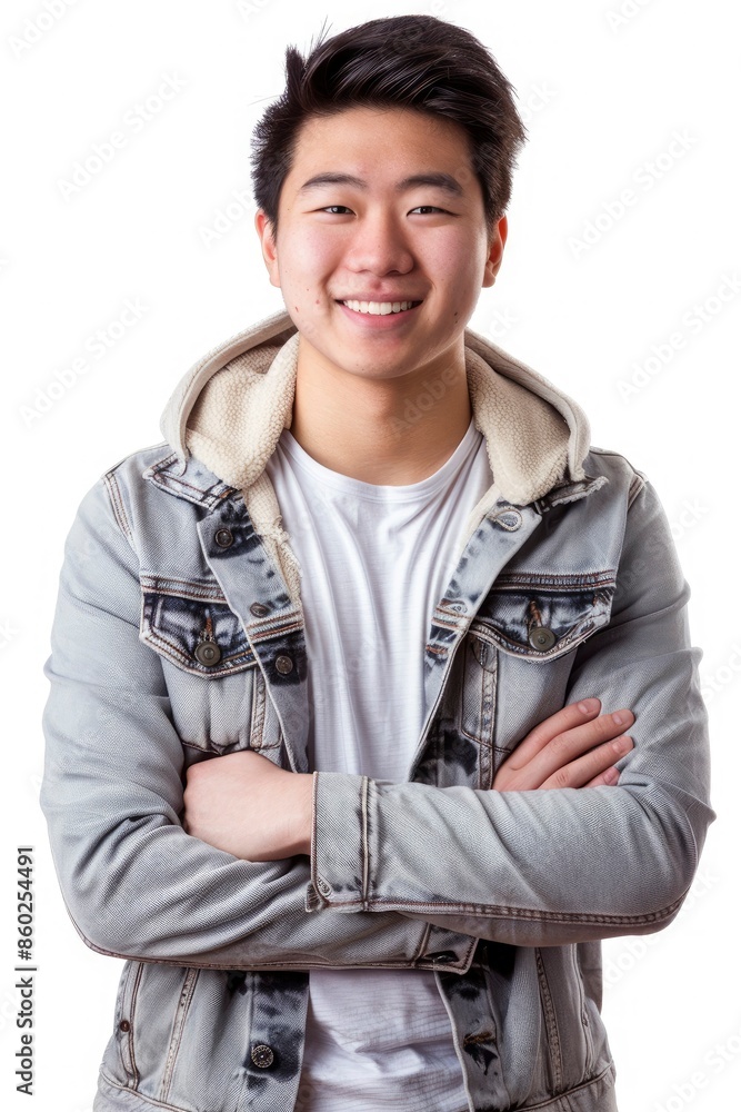 portrait of a happy young Asian man isolated on white background - generative ai portrait of a happy young Asian man isolated on white background - generative ai