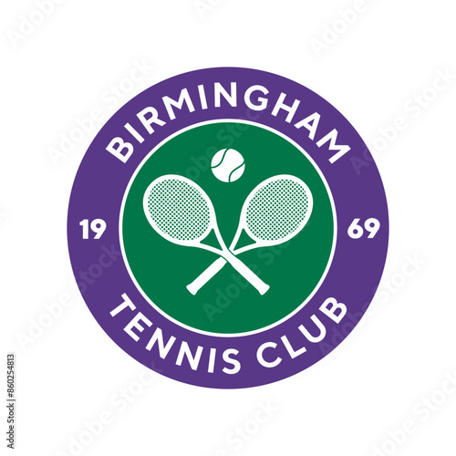 Vintage tennis logo, badge, emblem and much more. Birmingham tennis club vintage tee print, athletic apparel design shirt graphic print.