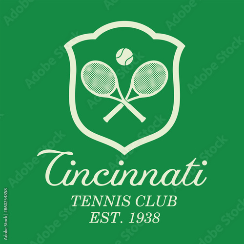 Vintage tennis logo, badge, emblem and much more. Cincinnati tennis club vintage tee print, athletic apparel design shirt graphic print.