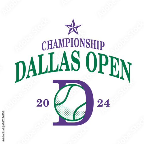 Vintage tennis logo, badge, emblem and much more. Dallas Open Championship vintage tee print, athletic apparel design shirt graphic print.