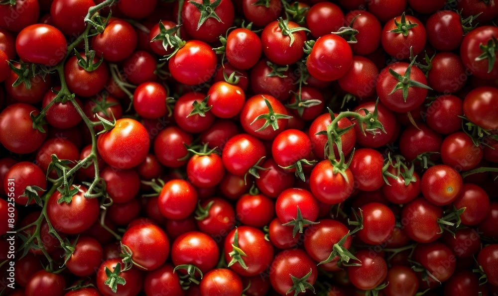 Close-Up Image of Ripe Cherry Tomatoes on the Vine Close-Up Image of Ripe Cherry Tomatoes on the Vine