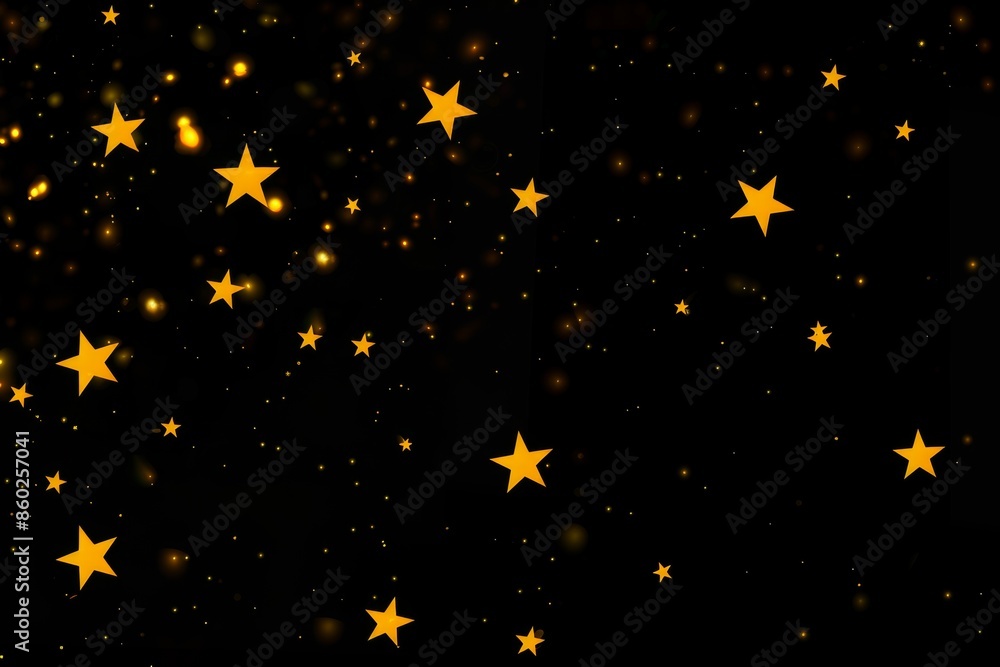 Golden Stars on Black Background Digital Art Golden Stars on Black Background Digital Art