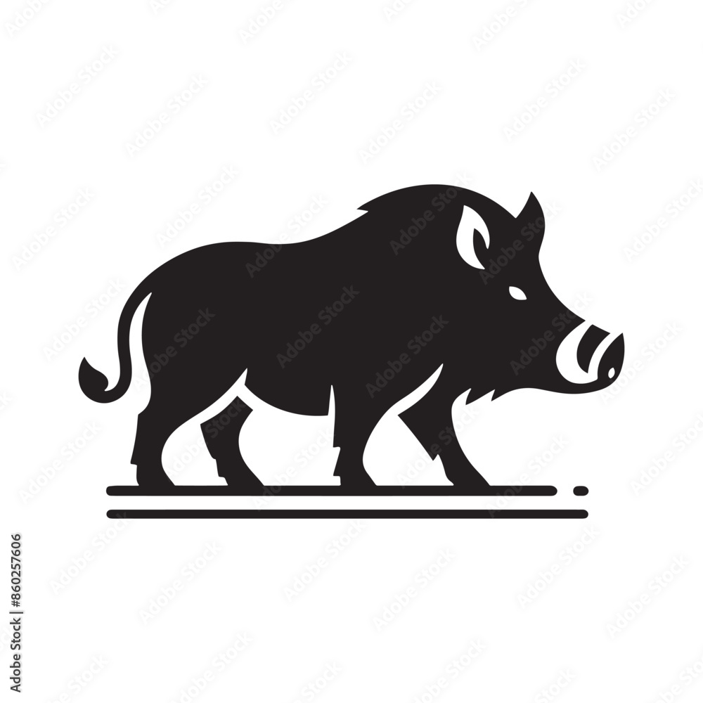 Obraz premium Clean boar silhouette for digital art and design - boar illustration - minimallest boar vector 